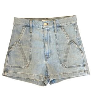 Madewell x Warm High Rise Denim Utility Shorts Light Wash Boho Beach Resort Wear